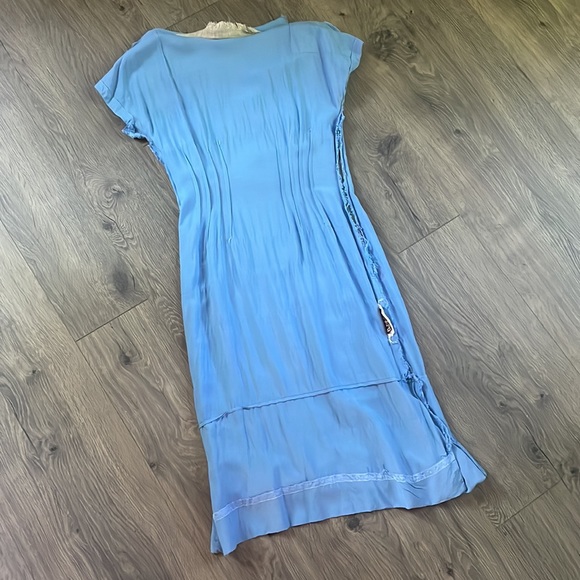 As-Is VTG 40s/50s Era Cornflower Blue Short Sleeve  Wiggle Dress Bow Like Detail - Picture 16 of 16